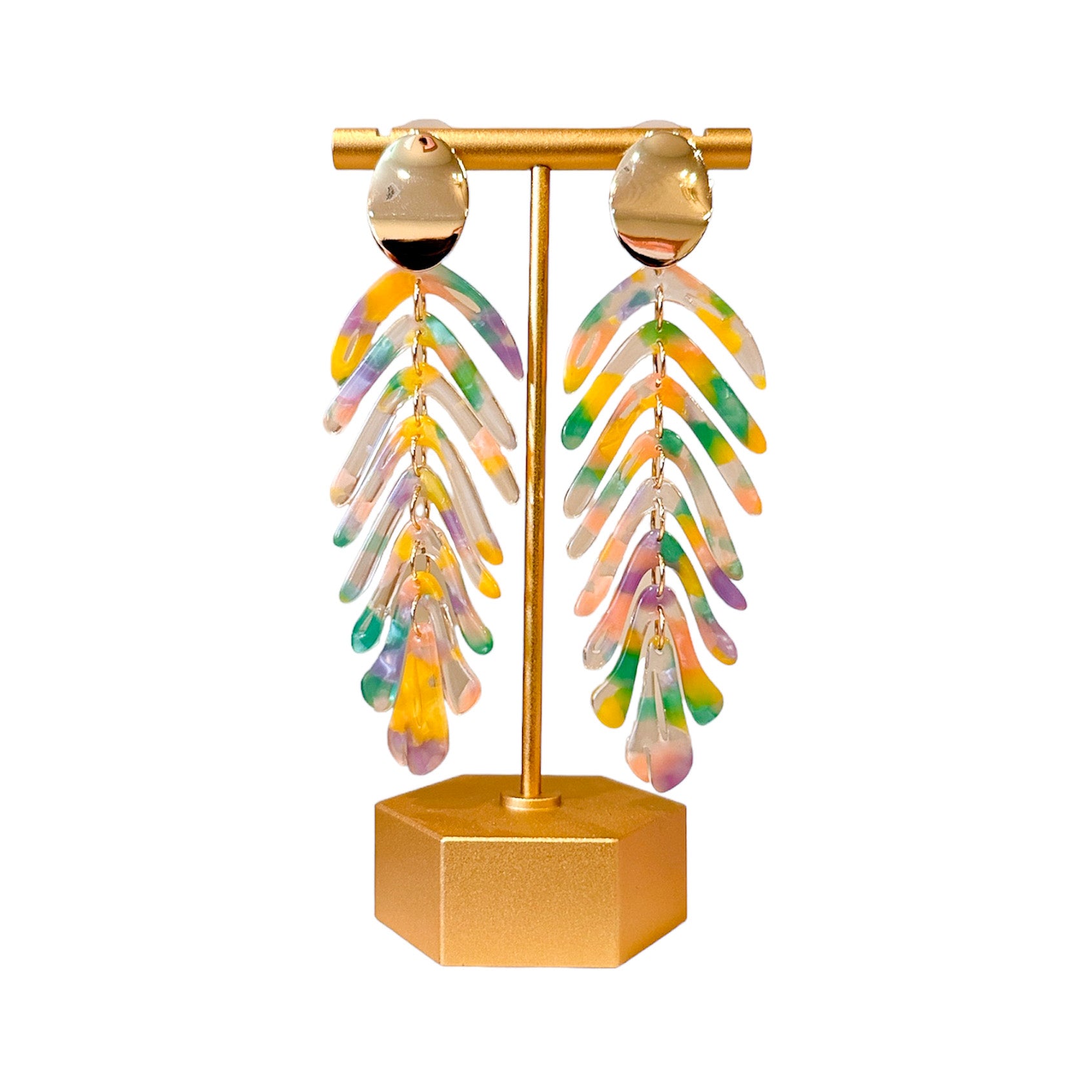 Avery Leaf Statement Earrings-Tropical