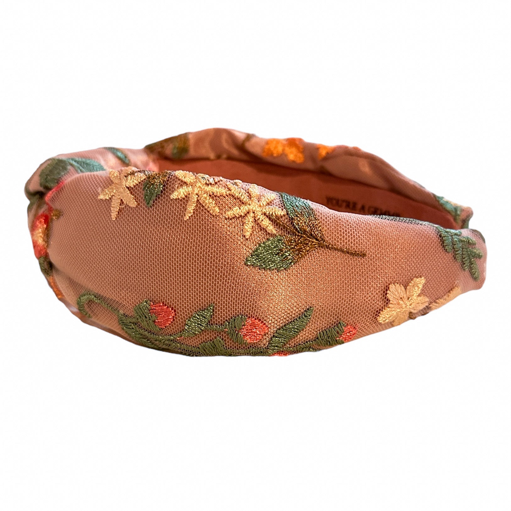 Taupe Embroidered  Knotted Headband
