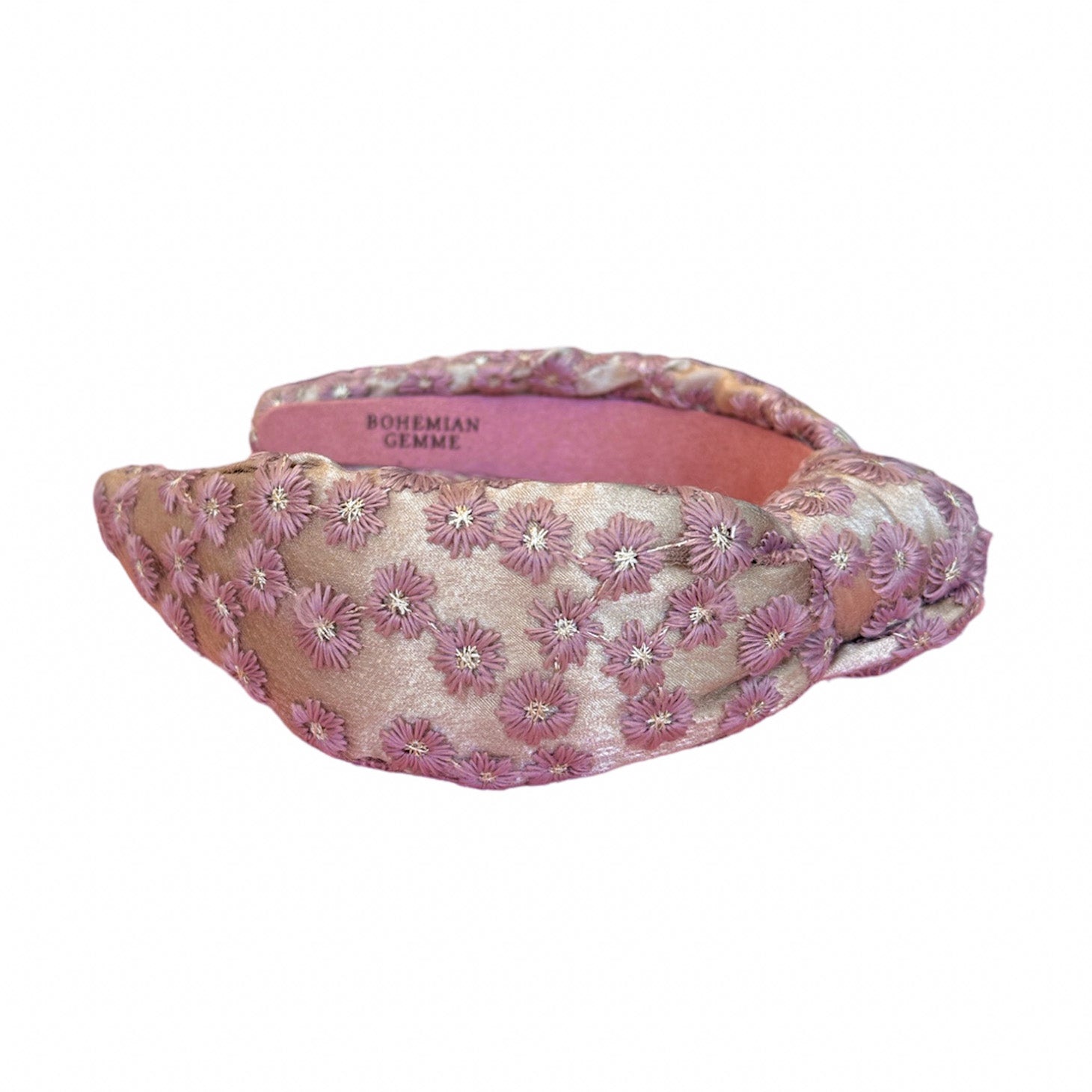 Sample Sale Mauve Fall Floral Embroidered  Knotted Headband