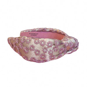 Sample Sale Mauve Fall Floral Embroidered  Knotted Headband