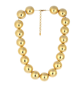 Gemma Polished Gold Beaded Statement Necklace