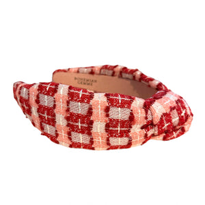 Pink and Red Tweed Knotted Headband