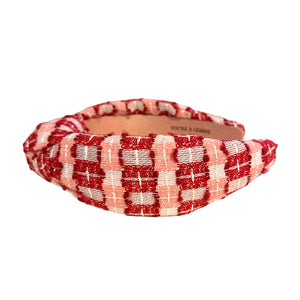 Pink and Red Tweed Knotted Headband
