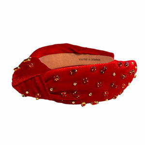 Red Velvet Embellished Knotted Headband