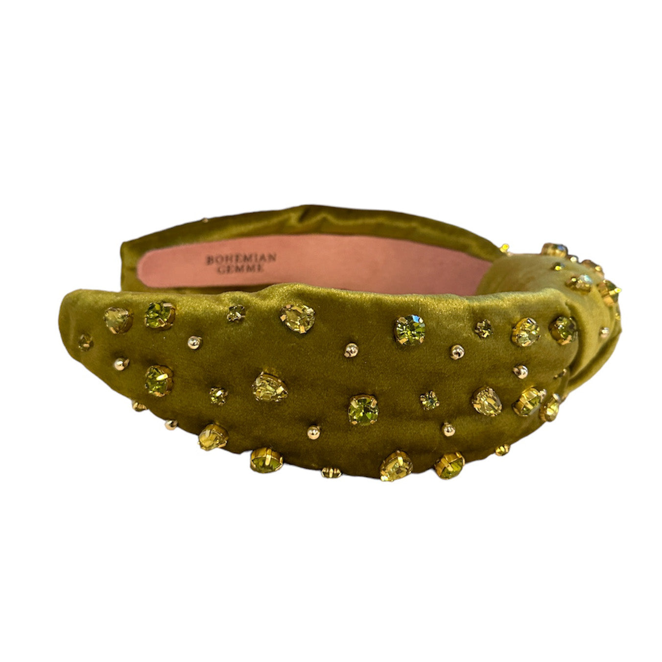 Green Velvet Embellished Knotted Headband