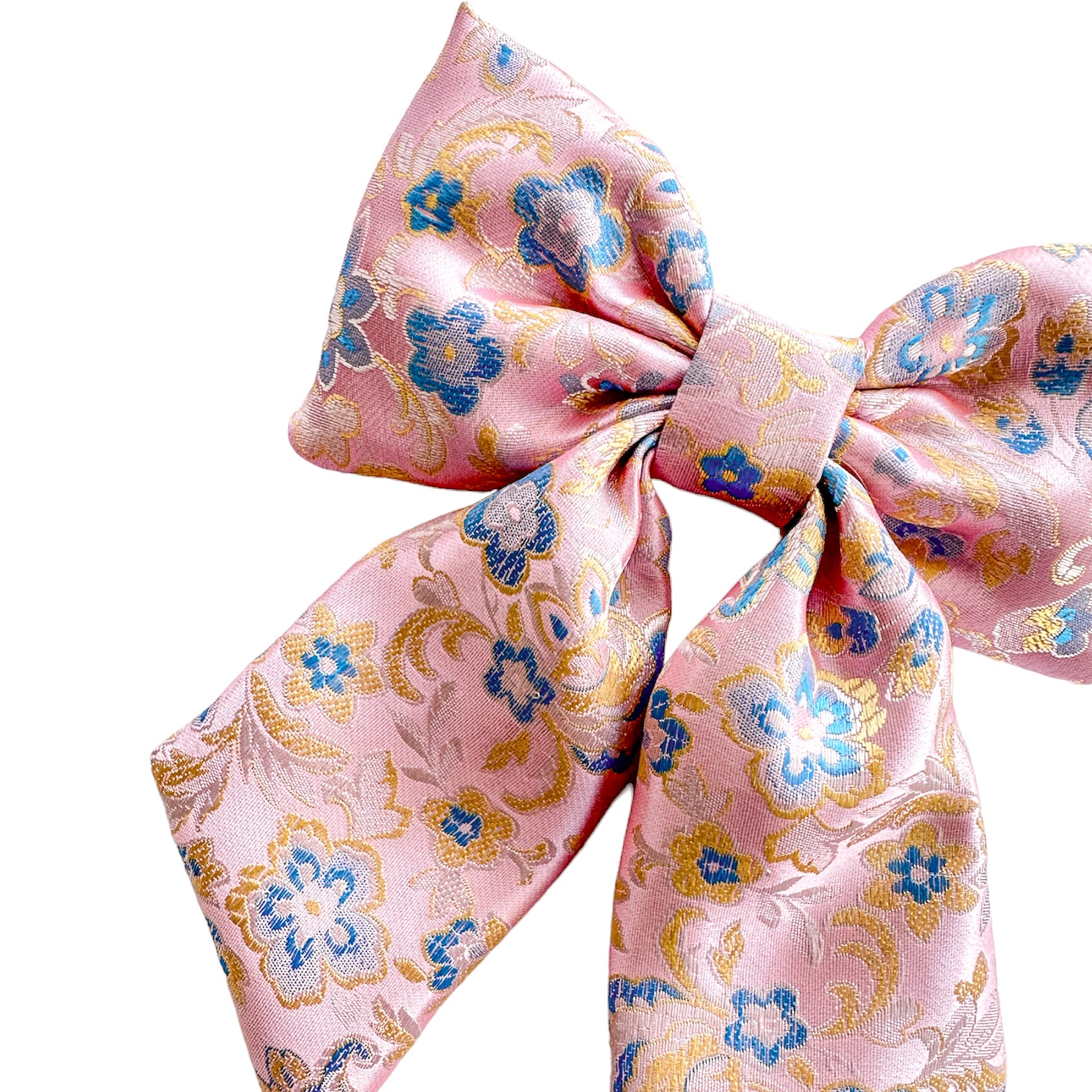 Pink Brocade Hair Bow