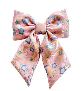 Pink Brocade Hair Bow