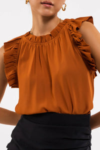 Rust Flutter Sleeve Top