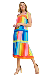 Colorful Tiered Midi Dress