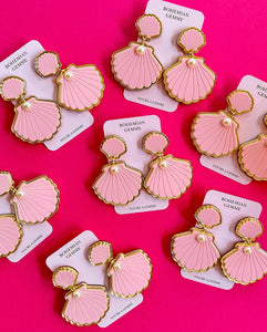 Pink Seashell Dangle Earrings