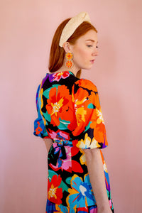 Black Bold Floral Print Dress