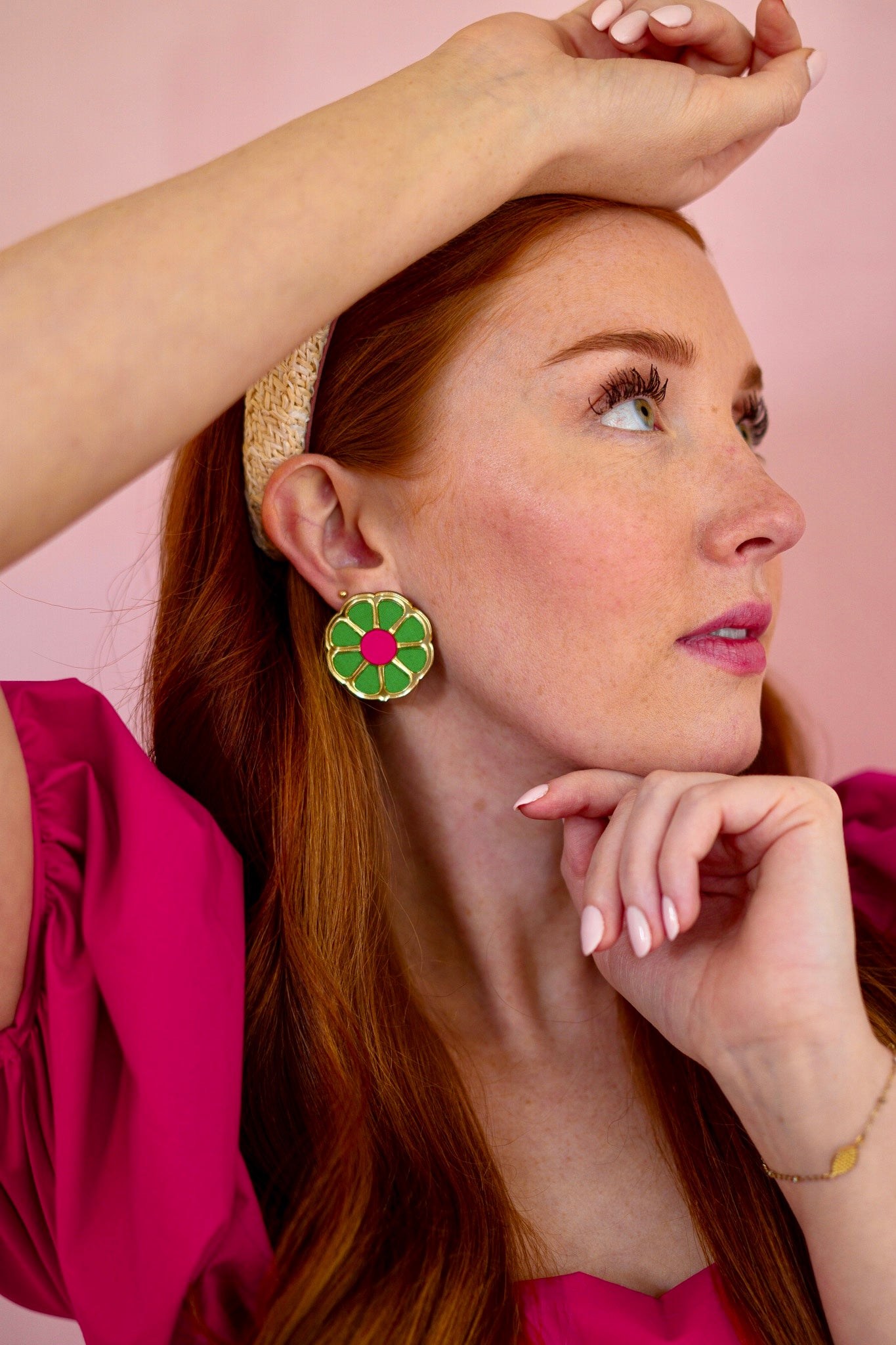 Kelly Green Flower Statement Studs