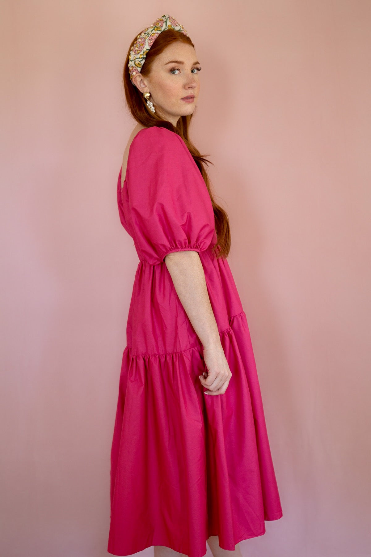 Magenta Midi Dress
