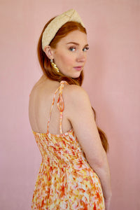 Coral Midi Dress W/ Tie Straps