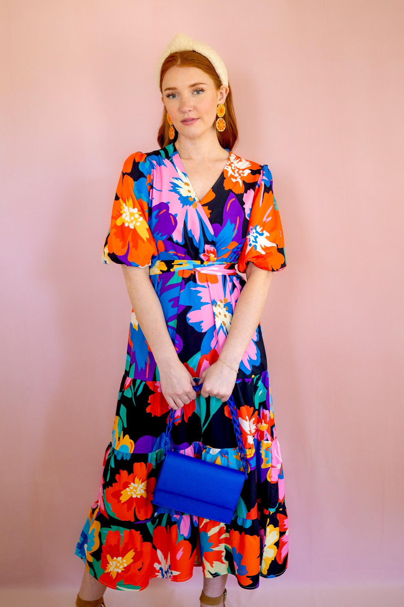 Black Bold Floral Print Dress