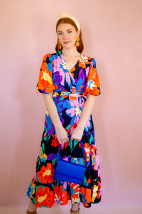 Black Bold Floral Print Dress