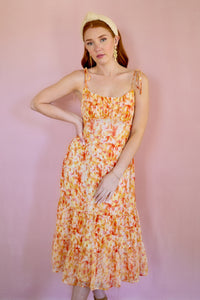 Coral Midi Dress W/ Tie Straps