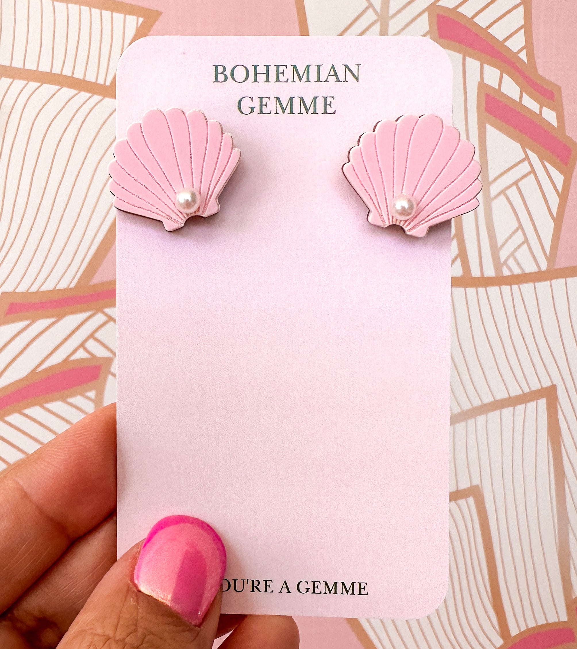 Pink Seashell Dangle Earrings