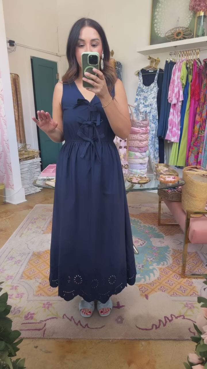 Navy Midi With Bow Details