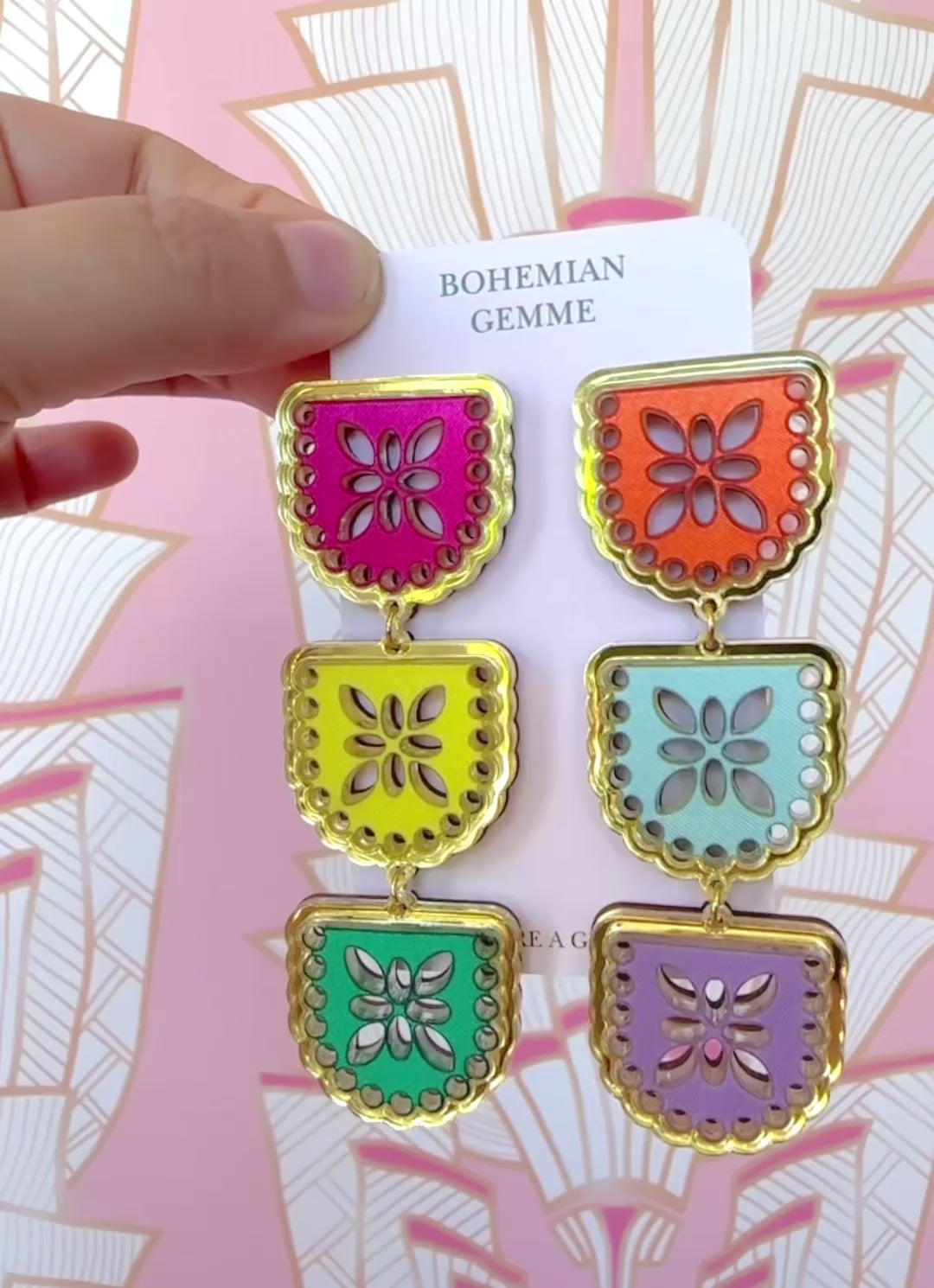 3 Tier Papel Picado Earrings