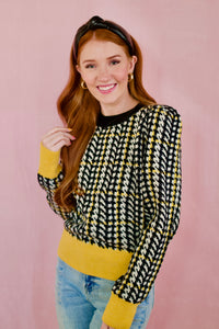 Caroline Black & White Houndstooth Sweater