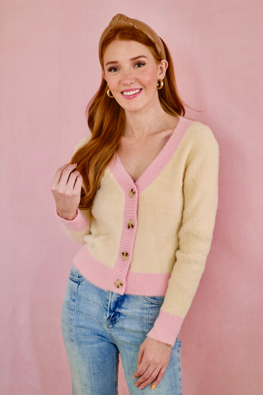Camille Beige and Pink Soft Cardi