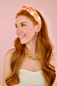 Pink & Orange Leopard Print Satin Knotted Headband