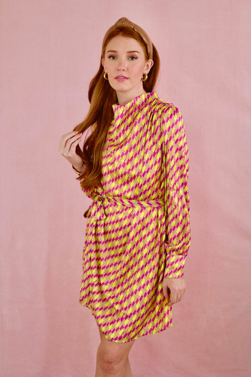 Tiffany Geo Print Cowl Neck Dress