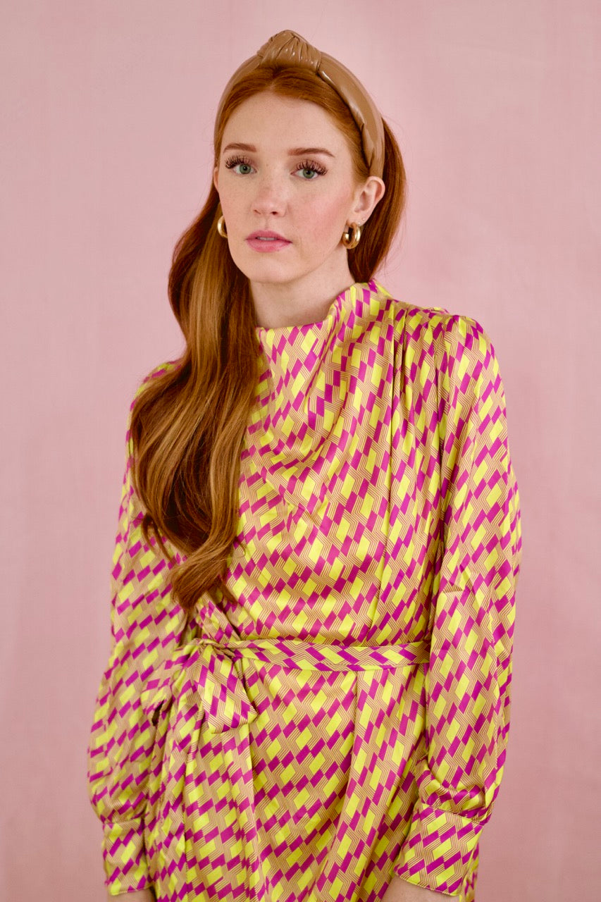 Tiffany Geo Print Cowl Neck Dress