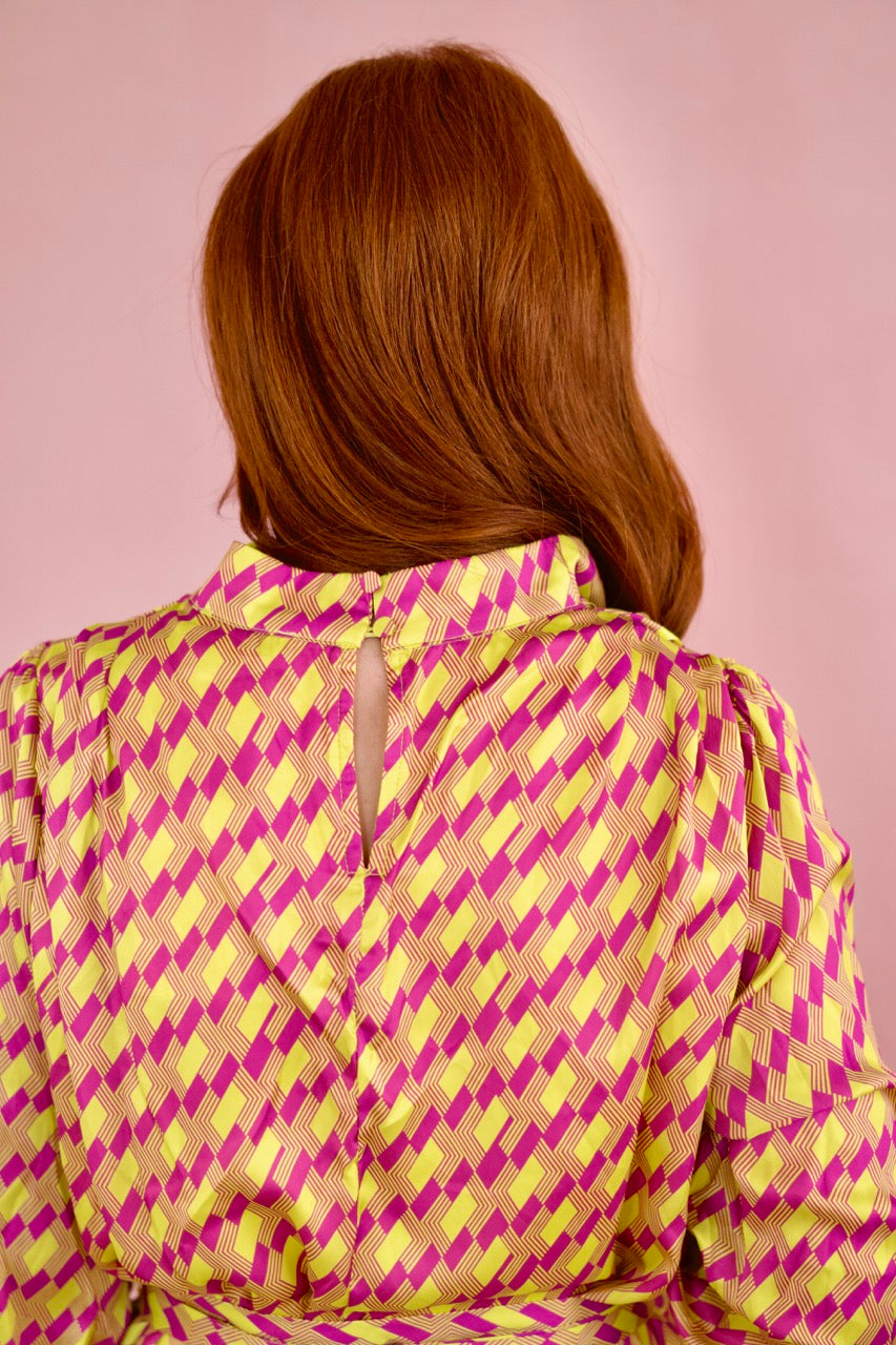 Tiffany Geo Print Cowl Neck Dress