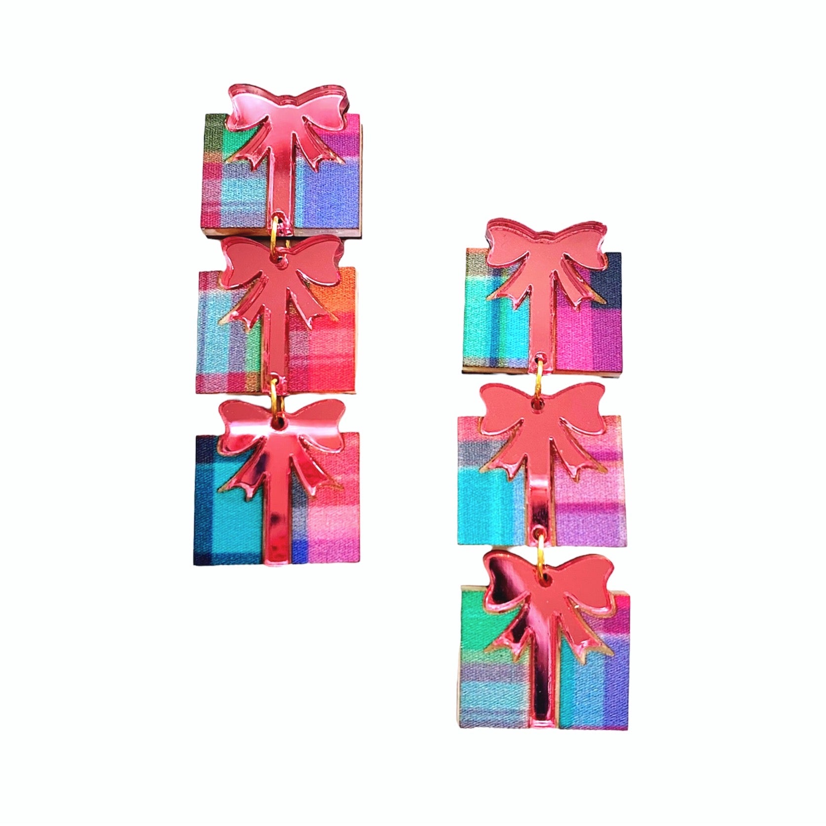 Sample Sale Pink and Blue Present Dangle Earrings