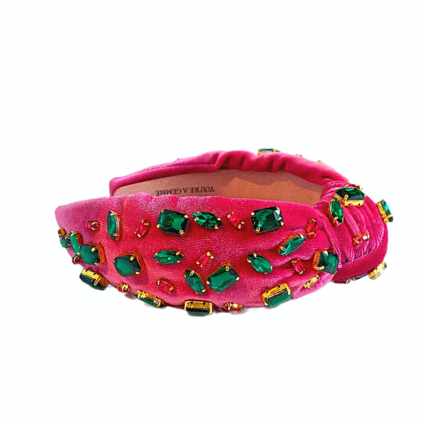 Pink Velvet Jeweled Headband