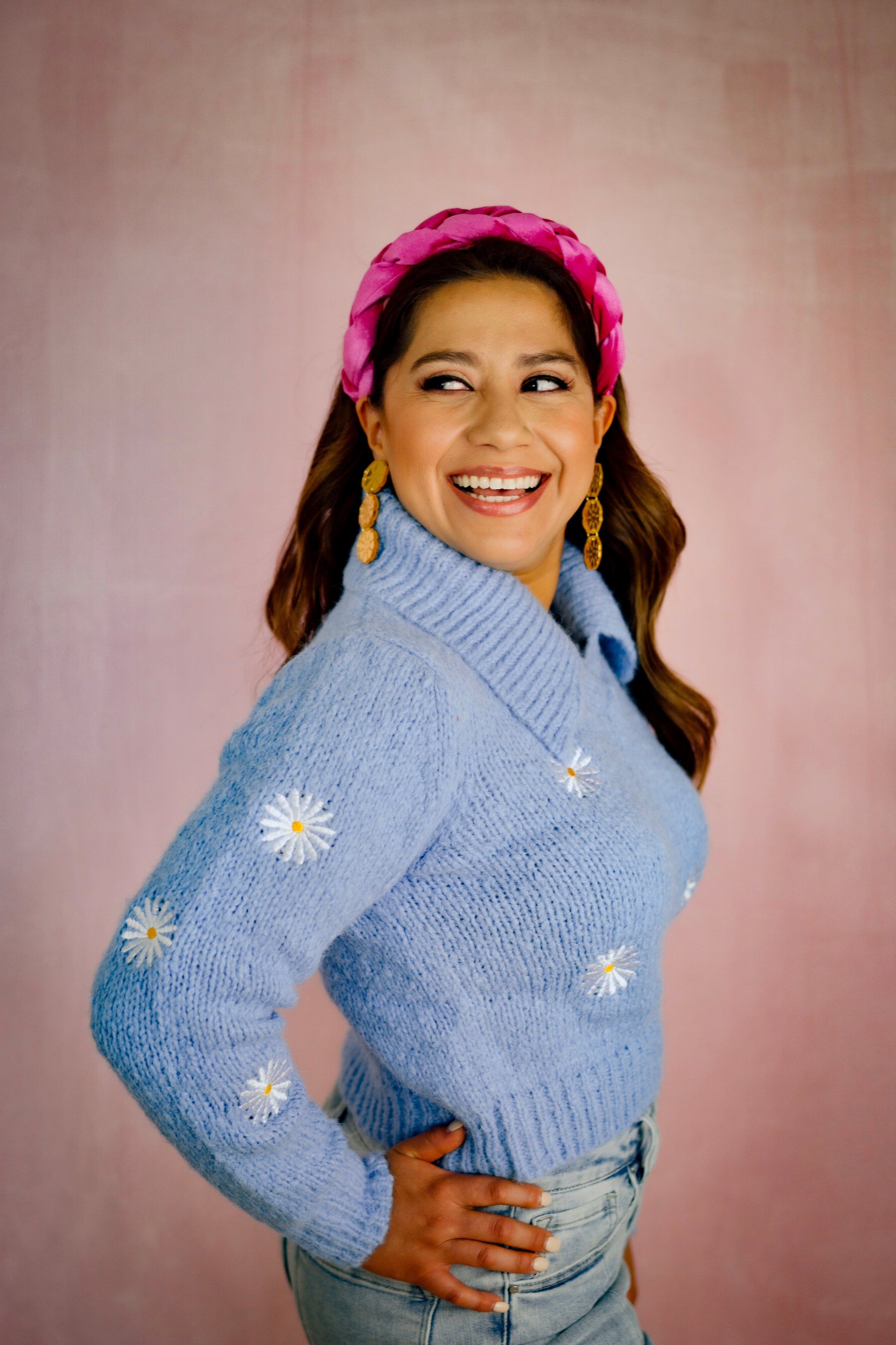 Zoe Blue Daisy Sweater