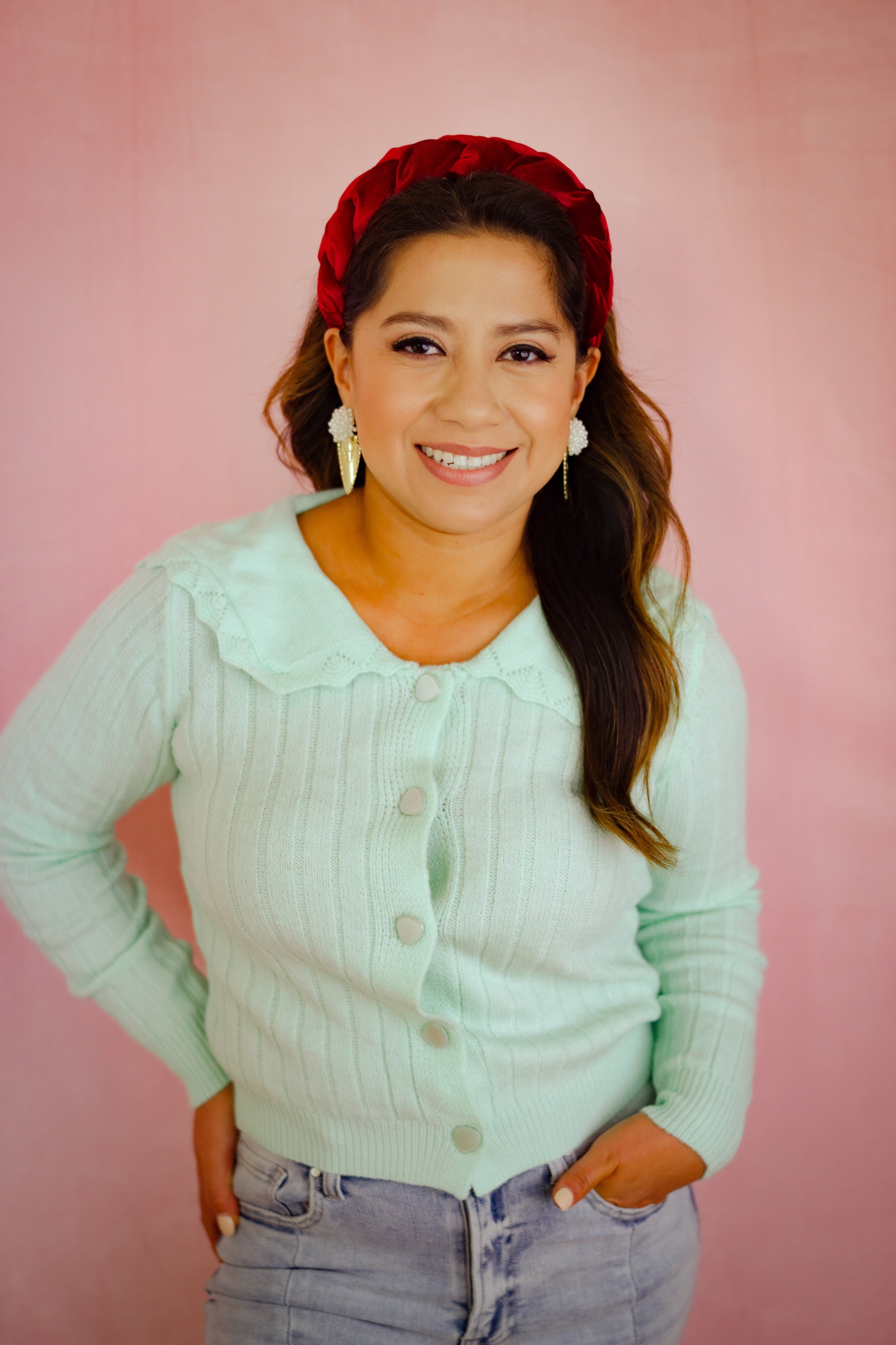 Ruby Mint Collared Cardi