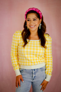 Nora Yellow Gingham Sweater