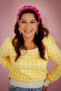Nora Yellow Gingham Sweater