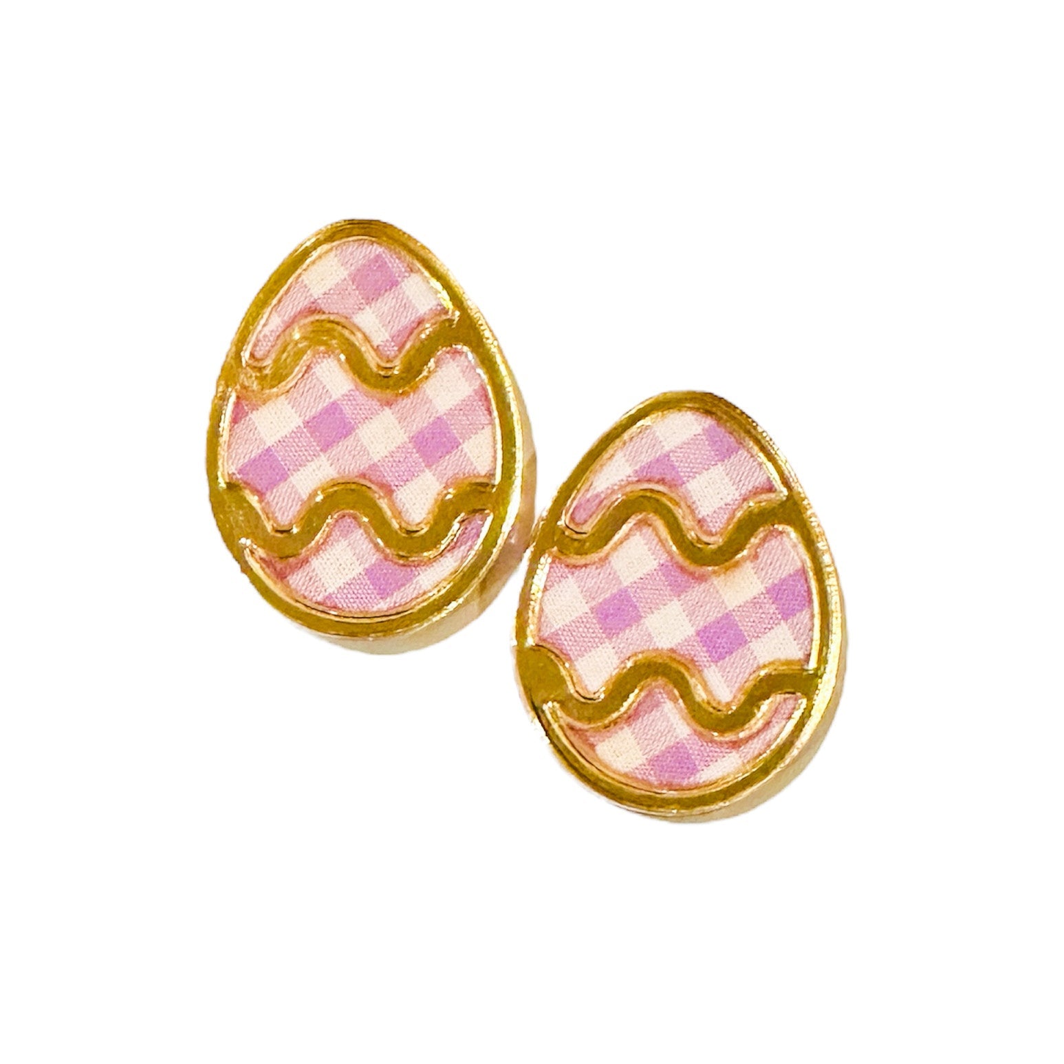 Anastasia Lavender Gingham Easter Egg Studs