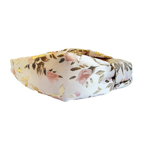Sample Sale Pink & Gold Floral Brocade Knotted Headband