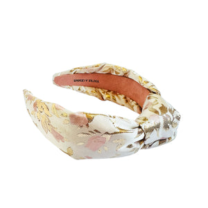 Sample Sale Pink & Gold Floral Brocade Knotted Headband