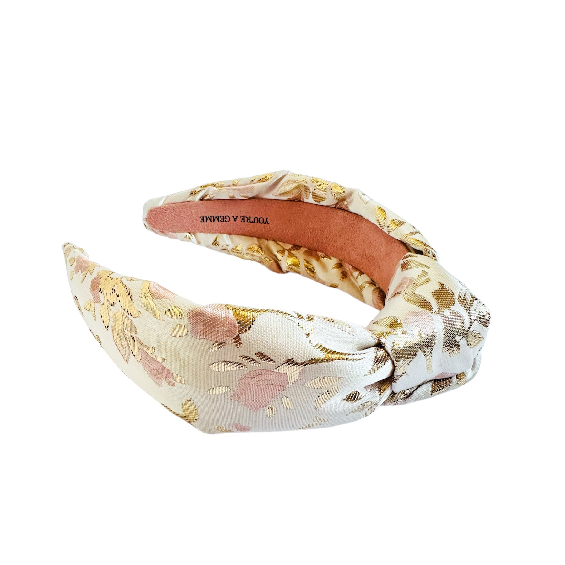 Pink & Gold Foil Floral Brocade Knotted Headband