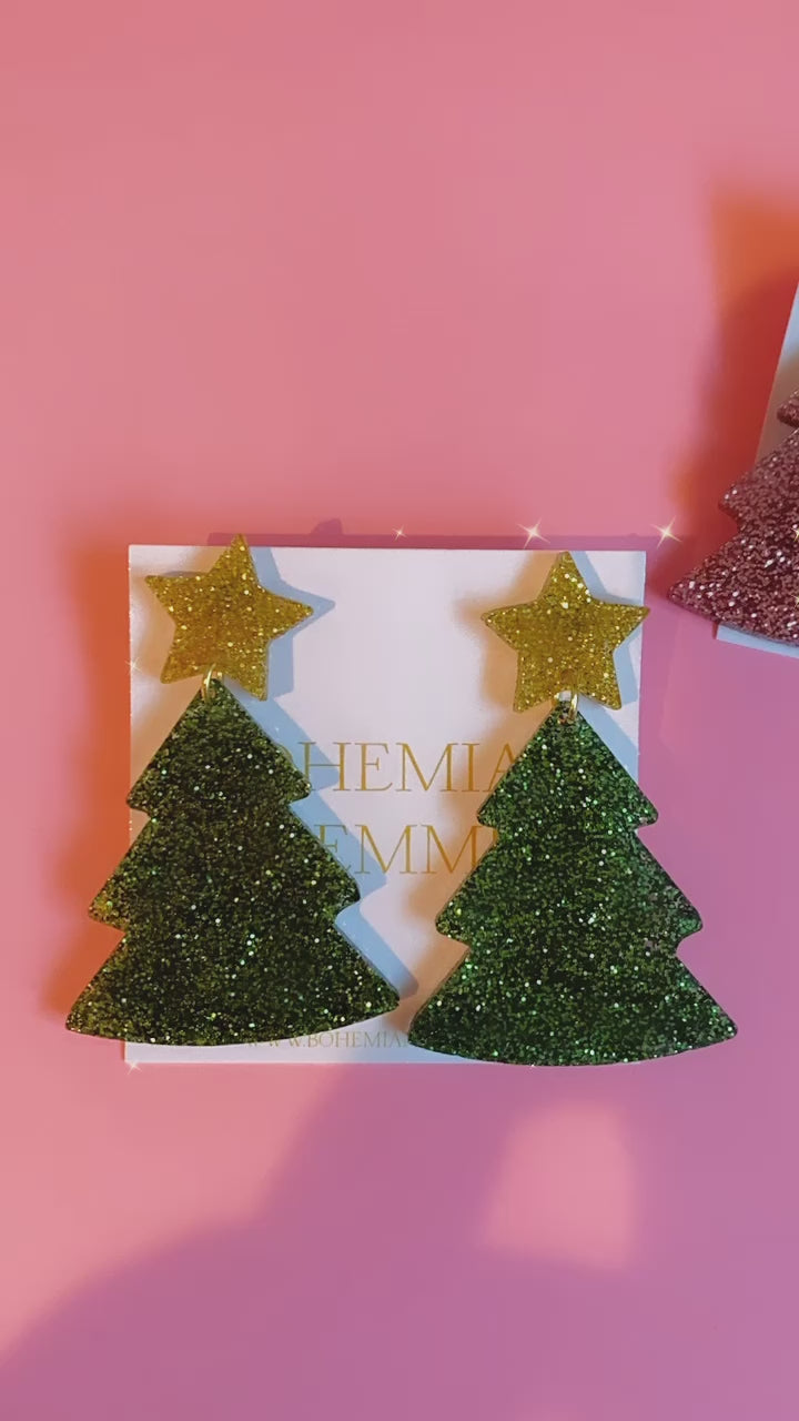 Pink Glitter Christmas Trees