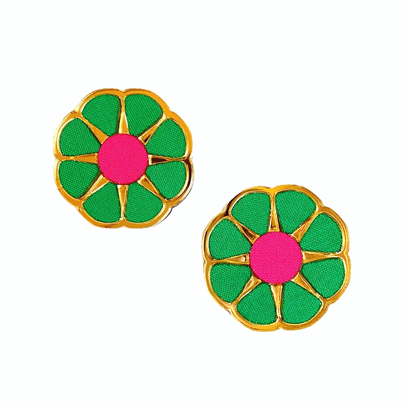 Kelly Green Flower Statement Studs