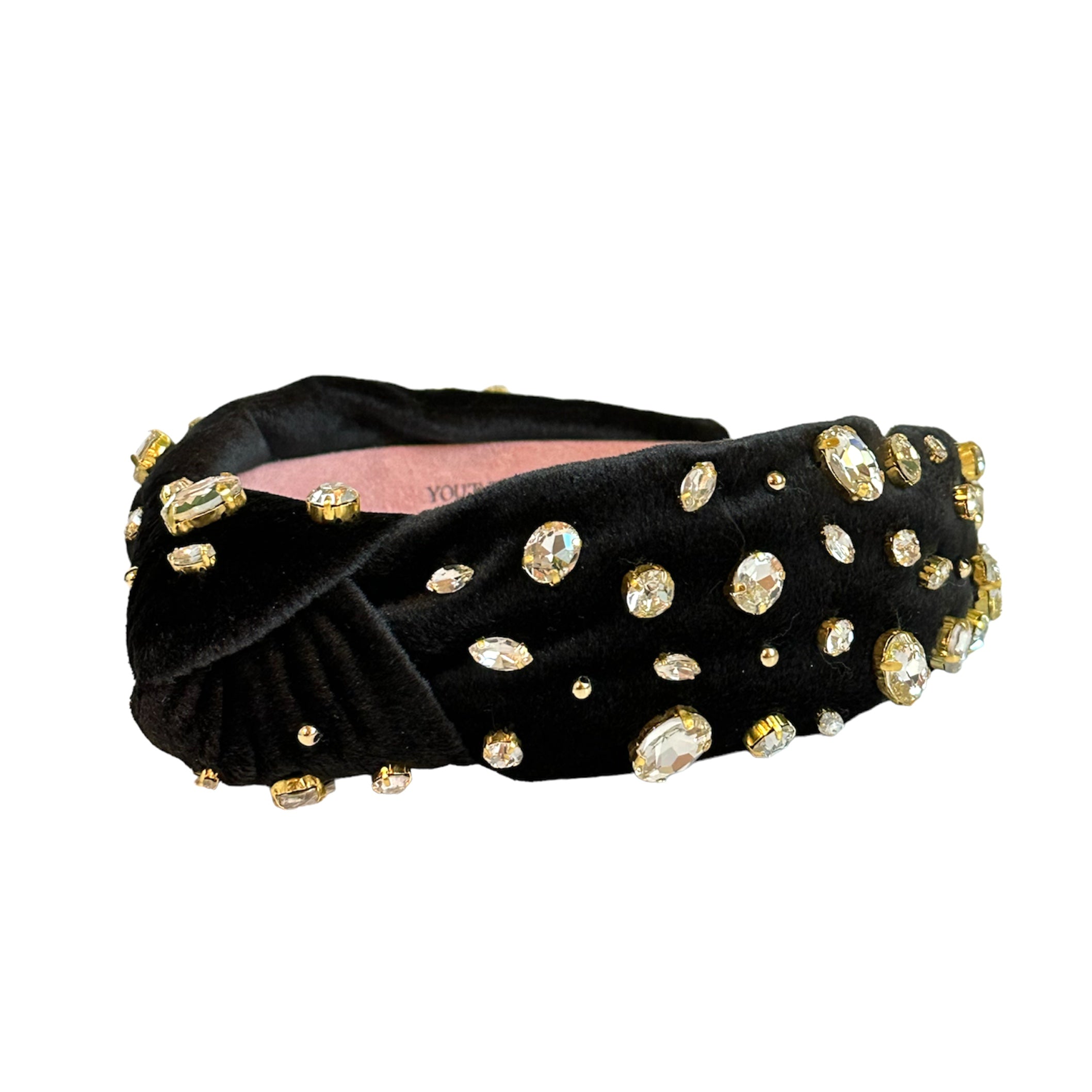 Emma Black Velvet Jeweled Headband