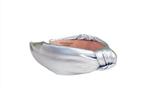 Metallic Silver Patent Leather Topknot Headband