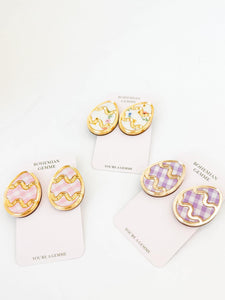 Anastasia Pink Gingham Easter Egg Studs