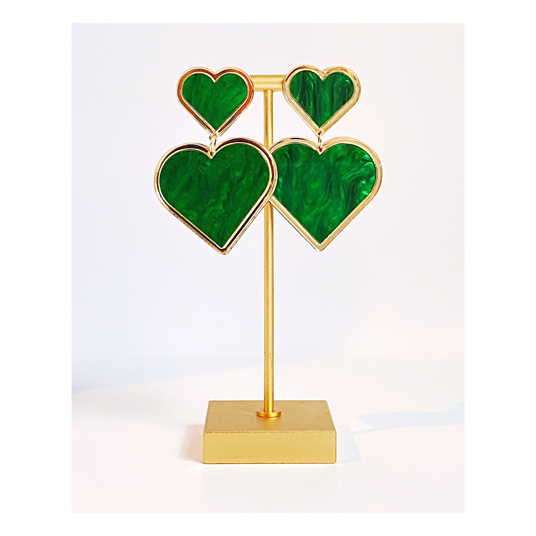 Emerald Heart Statement Earrings