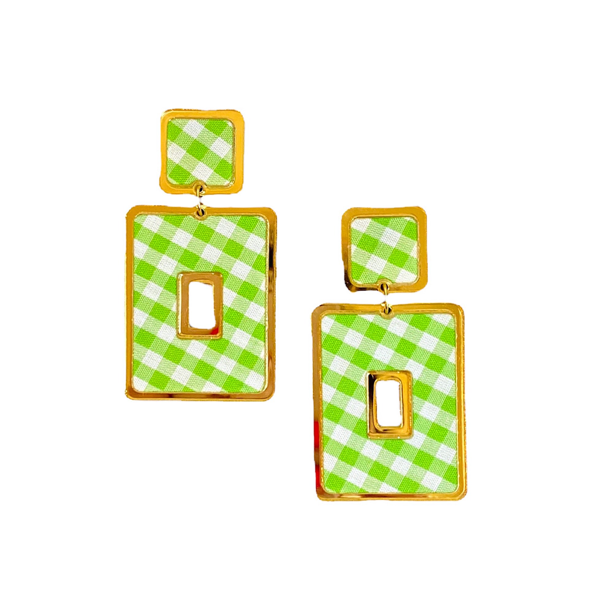 Gingham Rectangle Statement Earrings (More Colors)
