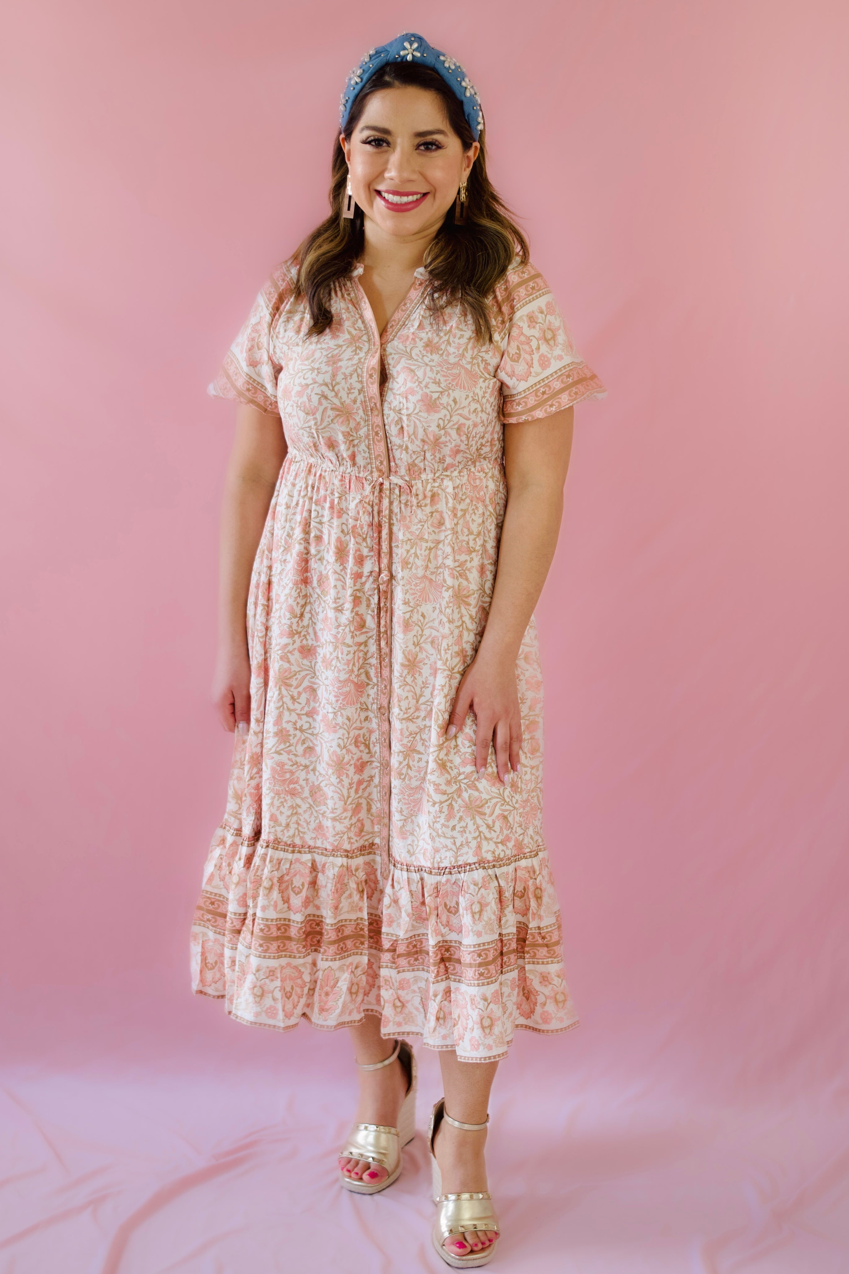 Boho Button Midi Dress
