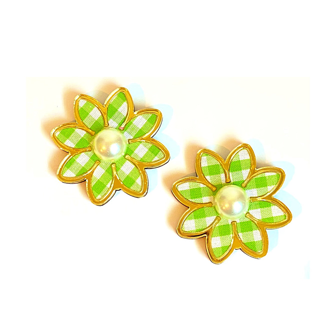 Gingham Daisy Statement Studs (More Colors)