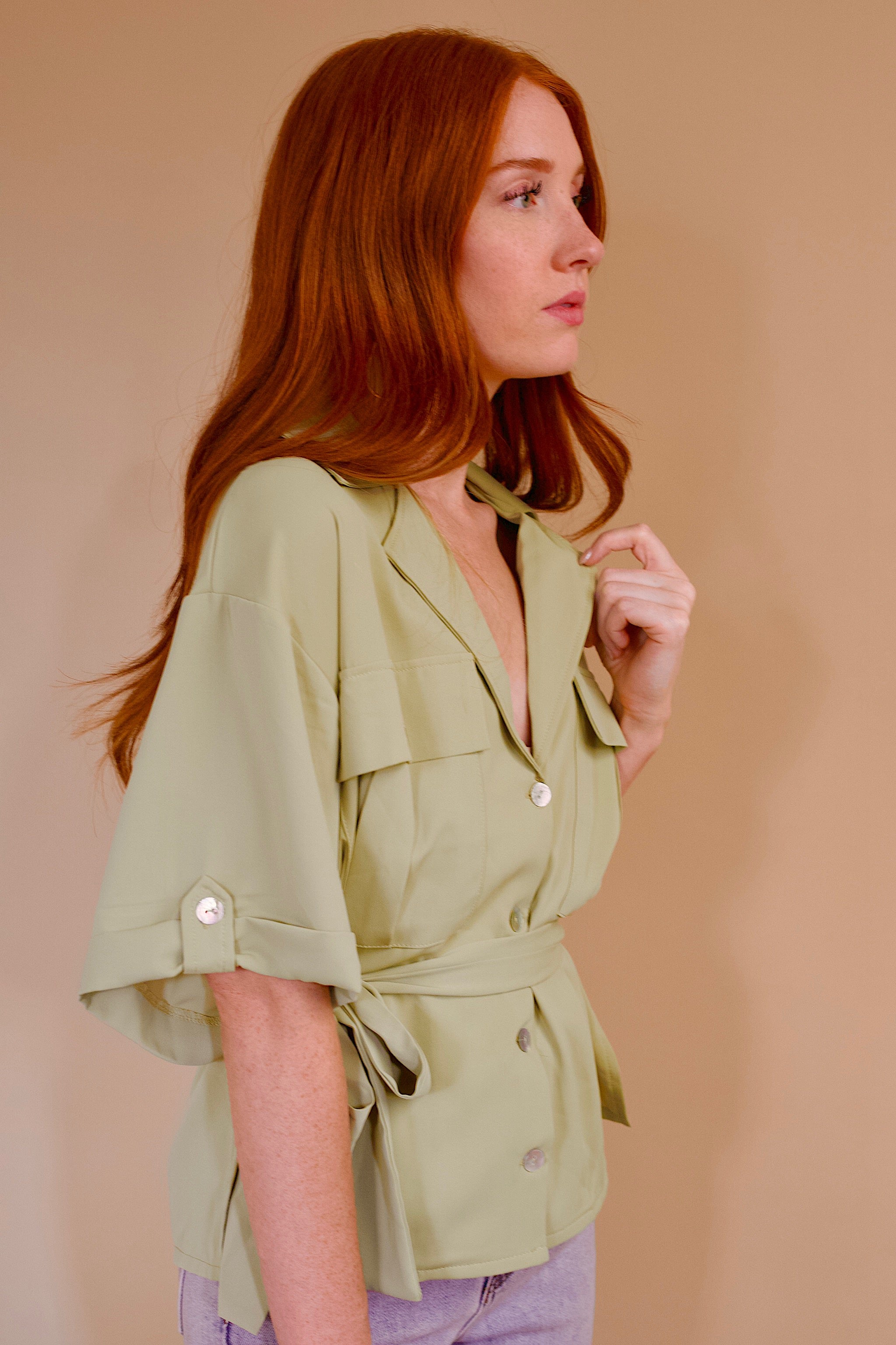 Janelle Sage Button Down Top